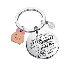 BNQL Cute Pig Keychain Pig Gifts for Pig Lover Pig Charm Pendant Keychain Jewelry Inspirational Gifts, Pig Keychain, Large
