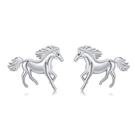Lucky Horse Earrings Sterling Silver Hypoallergenic Horse Stud Earrings for Women Western Horse Jewellery Gifts for Horse Lovers, Sterling Silver, No Gemstone