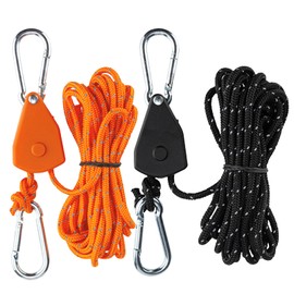 SAMIQU 2 Pcs High Strength Pulley Camping Rope - Fix Camping Rope for Tents, Canopies, Adjustable and Windproof Tent Cords Ratchet Straps for Outdoor