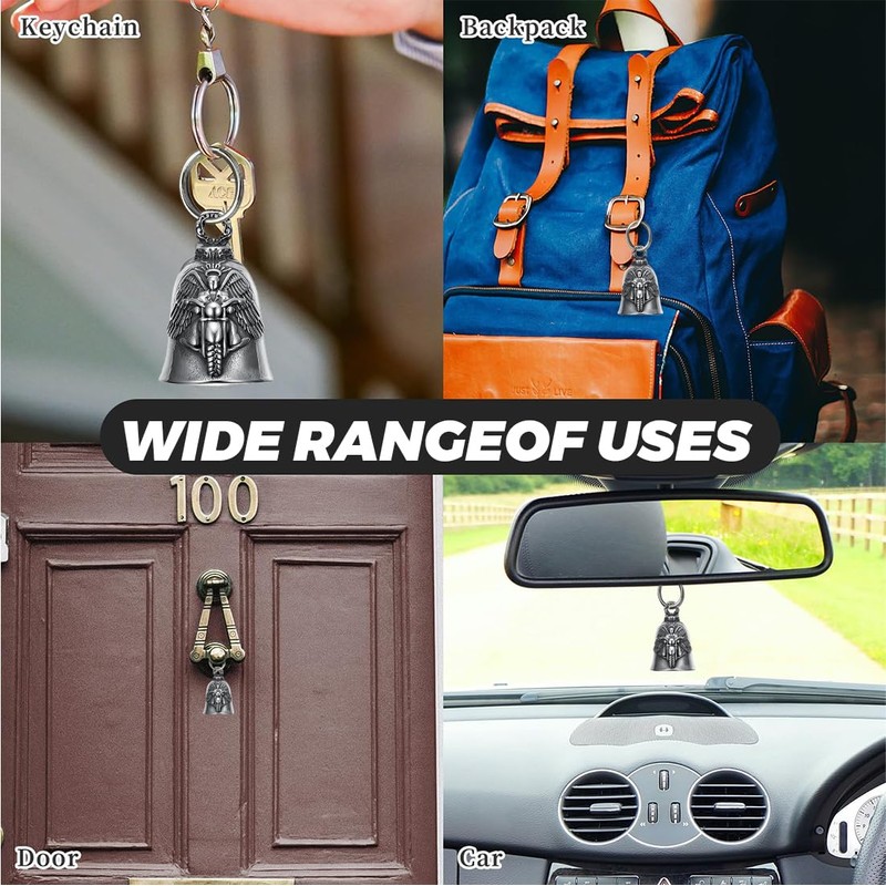 ZEPIQOR Guardian Gremlin Bravo Bell Lucky Charm Motorcycle Heart Wings