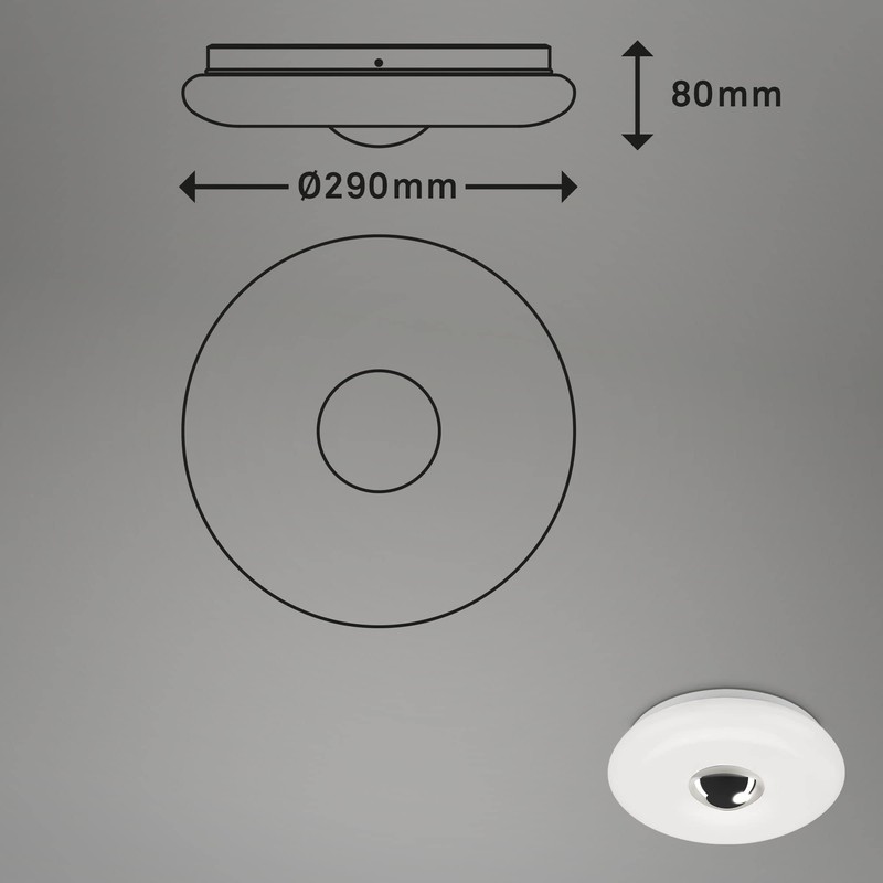BRILONER Leuchten 2300-018 LED Bathroom Ceiling Light with Chrome Cap,