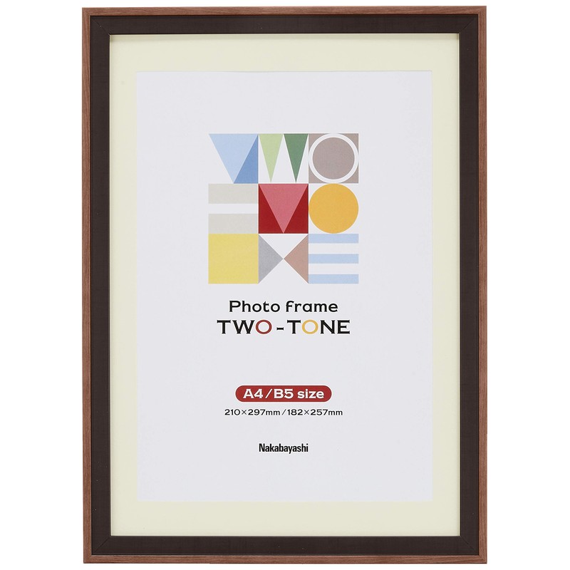 Nakabayashi F-TMS-411-DBR Two-Tone Photo Frame, A4/B5 Dark Brown
