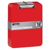 Better Office Products Red Plastic Clipboards, 12 Pack, Durable, 12.5