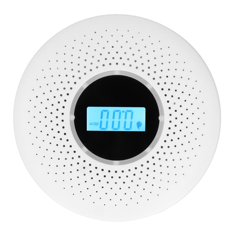 CO Smoke Combination Detector Photoelectric Sensor Sound Light Alarm LCD