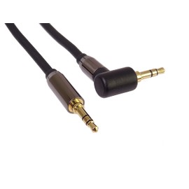 PremiumCord Stereo HQ Jack Cable 3.5 mm, Jack Plug 3.5 mm, Stereo Jack Male to Male 90°, Aux Headset Audio Connection Cable, Shielded, Metal Connector, M/M, Length 5 m