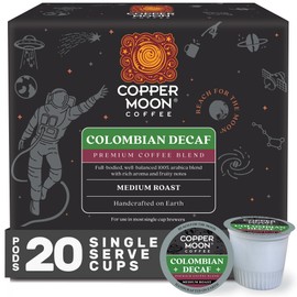 Copper Moon Single Serve Decaffeinated Coffee Pods for Keurig K Cup Brewers, Colombian Decaf Blend, Medium Roast Coffee, 20 Count