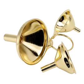 Gold Funnel Set 3 Pieces Small Stainless Steel Funnel, Kitchen Funnel Set for Transferring Essential Oils Liquid Fluid Spice Dry Ingredients Powder, Gold Funnels for Kitchen Use