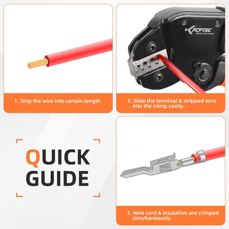 KF CPTEC Ratcheting Crimping Tool for Open Barrel Terminals, for