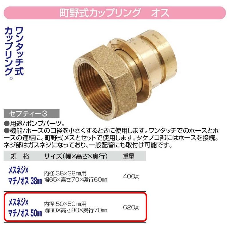 sehutexi- 3 町野 Coupling Female Thread x 町野 Male 50 mm