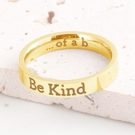 HUASAI Be Kind of a B Ring for Women Be Kind Ring Stainless Steel Inspirational Ring Motivational Band Ring for Best Friend Friendship Gifts(Gold Size 8)