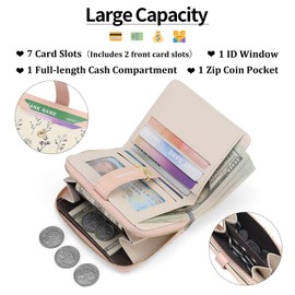 GAEKEAO Purses for Women Small Ladies Purse Cute Leather Bifold Compact Womens Wallet RFID Blocking with Zipper Pocket ID Window