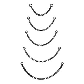 5PCS Nose Chain Stainless Steel Black Nose Ring Chain Piercing Across Nose Cross Heart Double Nose Nostril Jewelry for Women Men, Regular, Stainless Steel, No Gemstone