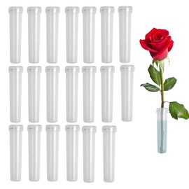 BIRLOZA Pack of 20 Flower Tubes, Flower Water Tubes with Caps, Reusable and Durable Test Tubes, Suitable for Flower Shops, Restaurants, Cafés, Bedrooms