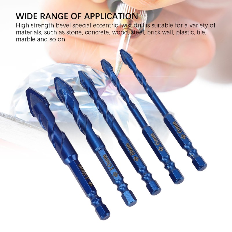 5Pcs Crooked Head Eccentric Drill Special High Strength Twist Bit