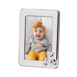EDZARD Paul Children's Photo Frame (10 x 15 cm), Teddy Bear Motif, Elegant Silver-Plated, Tarnish-Resistant, Picture Frame for Standing or Hanging