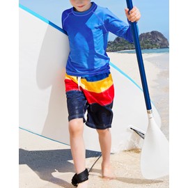 HASMES Kids Boys Swim Vest Rash Vest Long Sleeve Rash Guard UPF 50+ Sun Protection Swimming Top Quick Dry 6-15 Years, Sky Blue 10-11 Years