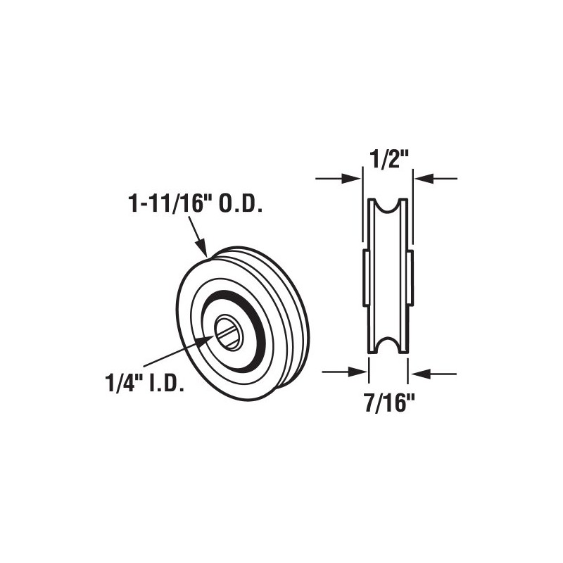 Prime-Line D 1716 Nylon Roller, Steel Ball Bearings, 1-11/16 In.