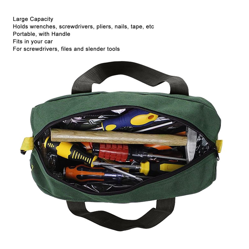 Canvas Tools Bag, Heavy Duty Wide Mouth Tool Storage Bag