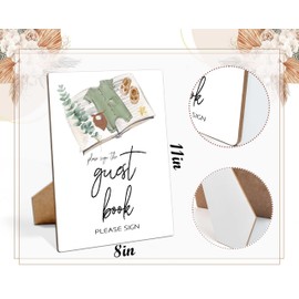 Muruseni Boho Baby Shower Sign, Guest Book, Baby Shower Decorations, 8×11 Wooden Play Sign with Stand, Boho Boy Baby Shower, Greenery Baby Shower Decorations - LP008