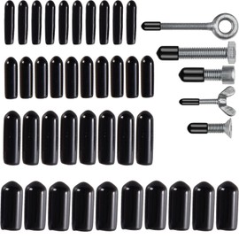 40pcs Black Round Rubber End Caps Protective Caps,Rubber End Caps,Flexible Screw Thread Protector Caps Tube,Black Vinyl Cover Screw Thread Protectors Assortment,3mm, 6mm, 9mm, 12mm