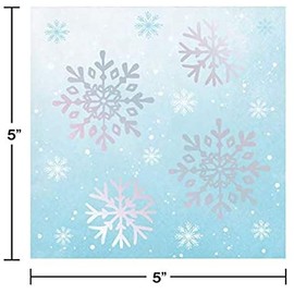 Creative Converting Iridescent Snowflake Beverage Napkins - 24pcs