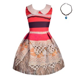 Lito Angels Girls Kids Princess Costumes Fancy Dress Up A-line Skirt Sleeveless Birthday Party Outfit with Necklace Age 3-4 Years