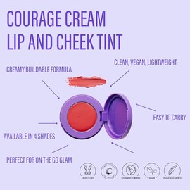 Cheekbone Courage Cream Lip & Cheek, Juneberry, color crema multiusos para labios y mejillas, fórmula pigmentada para construir con aceite de jojoba, 