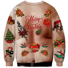 URAWESO Ugly Christmas Sweatshirt for Women Men Funny 3D Printed Crewneck Pullover for Xmas Holiday Party BFT102 XXL