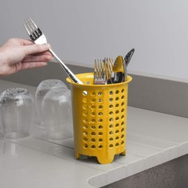Zeal Melamine Cutlery Drainer/Utensil Pot-Mustard, One Size