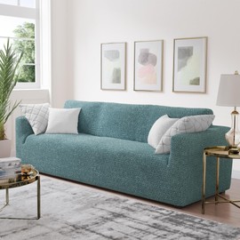 PAULATO BY GA.I.CO. Sofa Slipcover - Stretch Couch Cover - Stylish Cushion Sofa Cover - Soft Polyester Fabric Slip Cover - 1-Piece Form Fit Washable Protector for Pet - Microfibra Collection - Teal