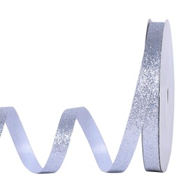 Ribest Silver Glitter Ribbon 3/8 Inch Cut Edge Christmas Ribbon for Gift Wrapping Crafts Christmas Tree Decoration Home Decor 25 Yards