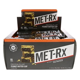 MET-Rx Protein Plus Bar, Great as Healthy Meal Replacement, Snack, and Help Support Energy, Gluten Free, Peanut Butter Cup, With Vitamin A, Vitamin C, and Zinc to Support Immune Health, 85 g,9 Count