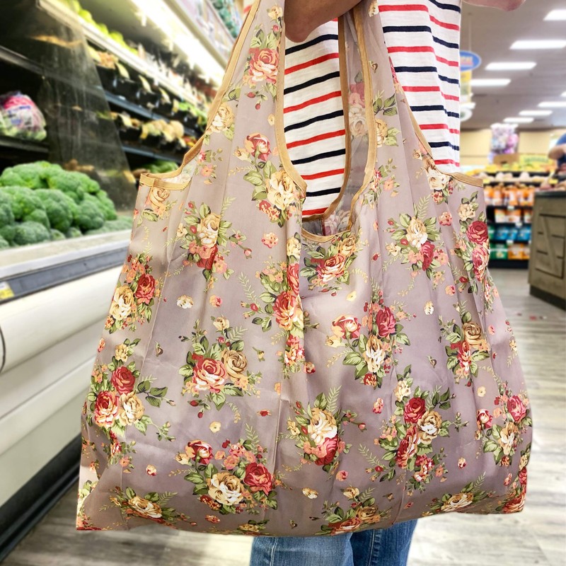 allydrew Large Foldable Tote Nylon Reusable Grocery Bag, Cats &
