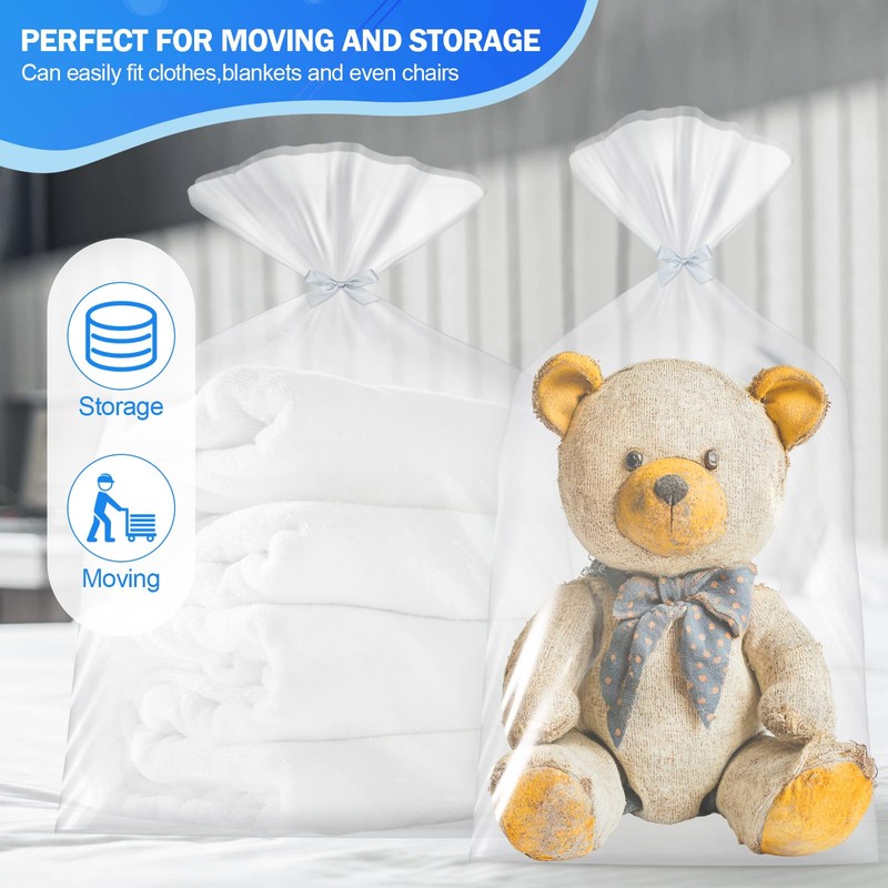 MICHIHOMIE Pack of 4 Extra Large Transparent Plastic Bags, 100