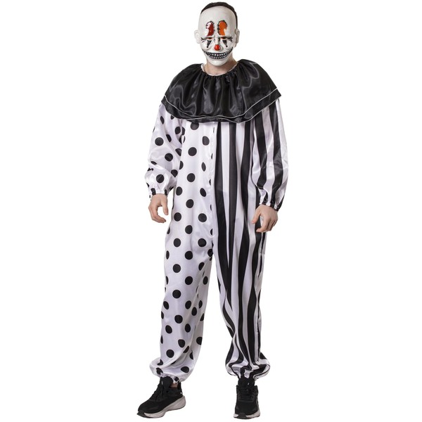 Jovial Jester Clown Costume - Multi-Color Dotted Jumpsuit with Ruffles