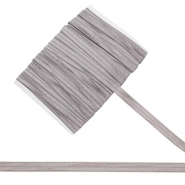 letsinstyle 20 Yards 0.59 Inches Wide Elastic Ribbon Band, Gray Fold Over Stretch Elastics Trim, Braided Stretch Strap Cord Roll for Hair Ties Headbands Hair Bows DIY Craft