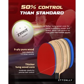 ZTTENLLY Ping Pong Paddle with Carbon Technology | Performance-Series,7-ply Finest Blade, Expert Speed/Edge/Balance, Thicker Protector Case | Table Tennis Racket for Professional (Control, 2-Pack)