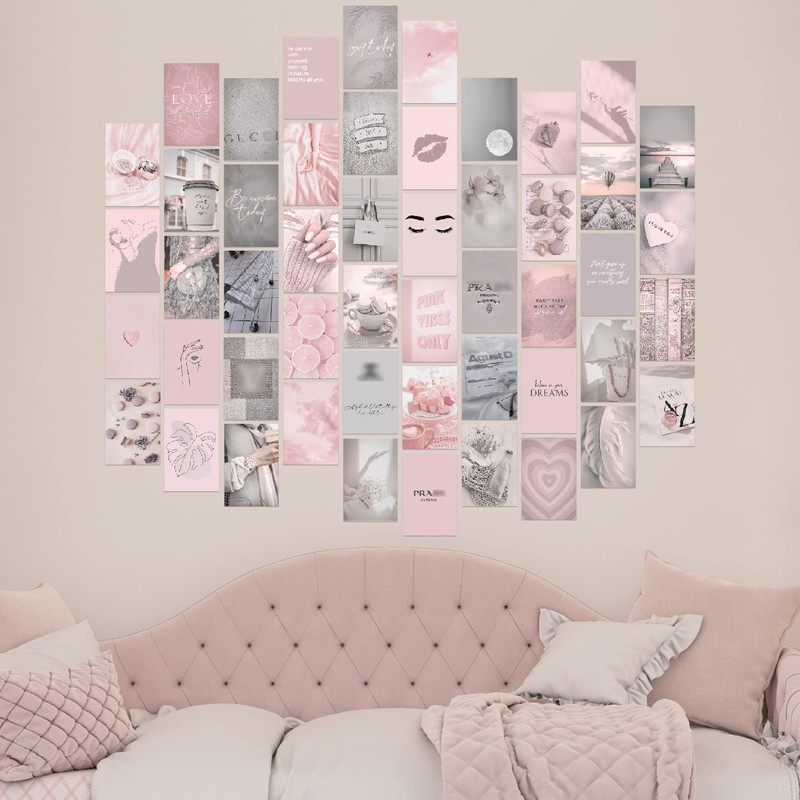KONGSY Pink Wall Collage Kit (50pcs, 4x6inch) - Pink &