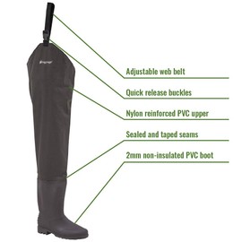 Frogg Toggs Rana II PVC Bootfoot Hip Wader, Felt Outsole, Brown, Size 11