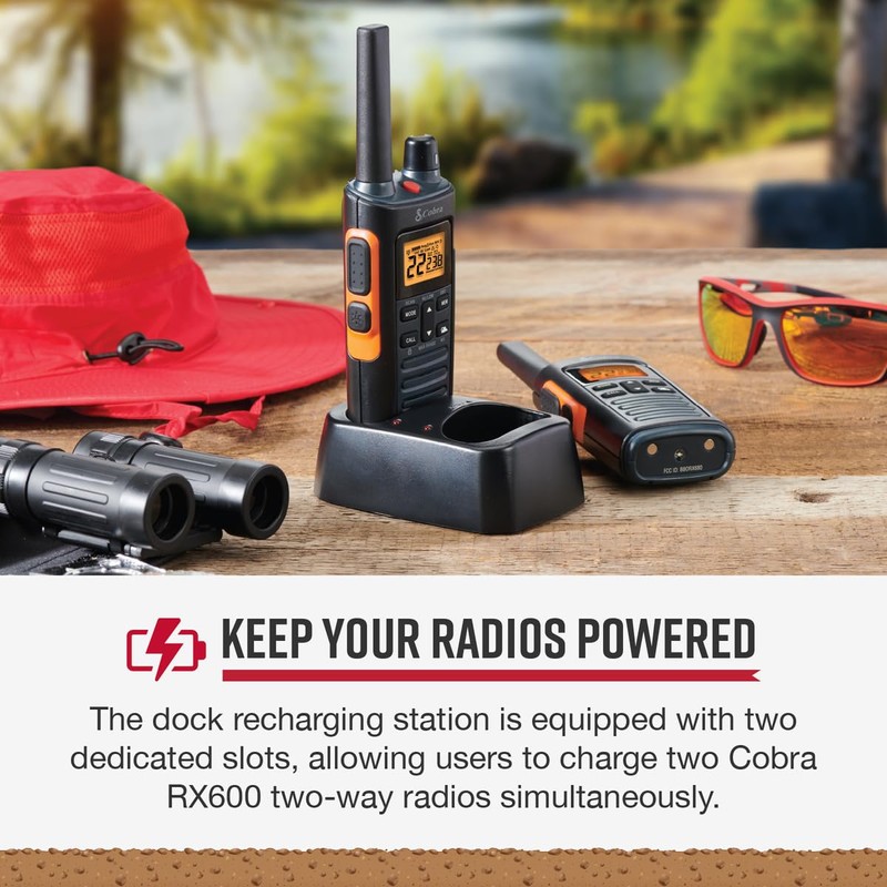 Cobra RX600 Dock Charging Station for 2 Walkie Talkies with