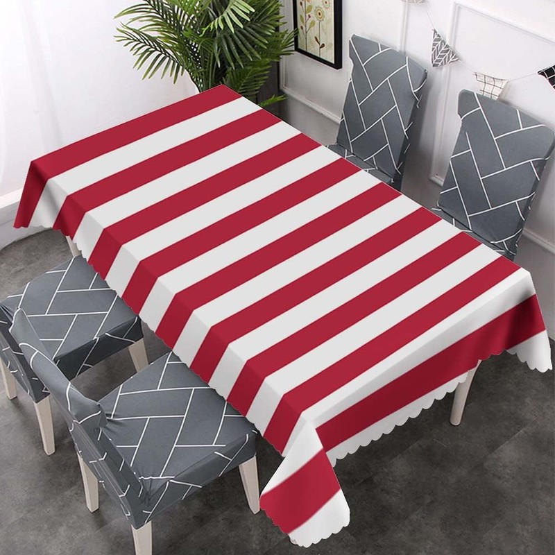 Walmsco Tablecloth Red White Striped Decor For Dining Room Kitchen