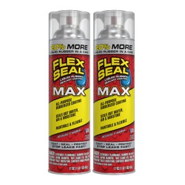 Flex Seal MAX, 17 oz, 2-Pack, Clear, Stop Leaks Instantly, Waterproof Rubber Spray On Sealant Coating, Perfect for Gutters, Wood, RV, Campers, Roof Repair, Skylights, Windows, and More