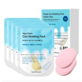 Disposable Modeling Pack Variety Pack (Cool 28g x 4 + Sponge x 2) / 일회용 모델링팩 버라이어티팩 (쿨 28gx4+해면x2)