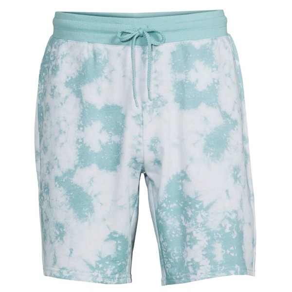 No Boundaries Men’s Drawstring Pocket Lounge Shorts Teal Tie Dye
