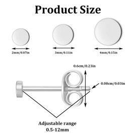 3 Pairs of Stud Earrings Gold Set Women's 14K Gold-Plated Waterproof Earrings 925 Sterling Silver Stud Hypoallergenic Small Round Zirconia Heart Earrings (Silver), Sterling Silver, Nothing