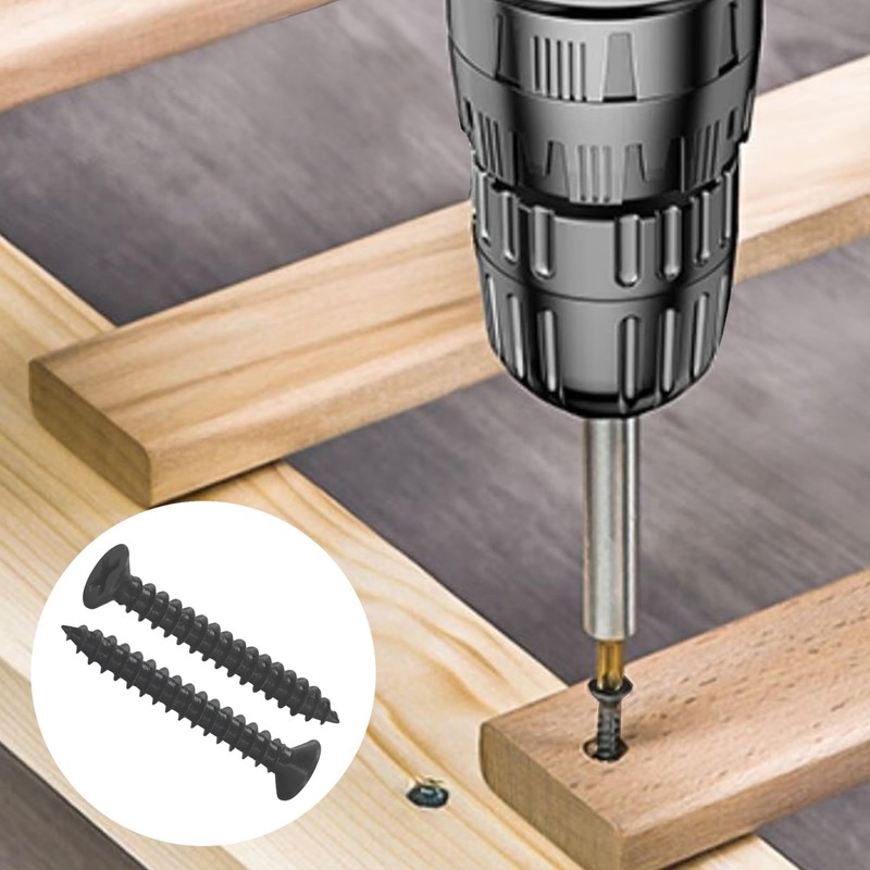 200 PCS Black Flat Head Self Tapping Screws (M4)