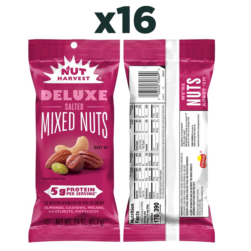 Nut Harvest, Deluxe Mixed Nuts, 2.25 Ounce (Pack of 16)