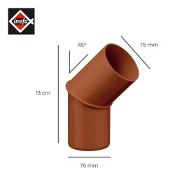 INEFA Rain Pipe Elbow 45 Degrees for Downpipe, PVC DN75 / 75 mm Brown Connector Gutter Accessories, Easy Plug-In Installation, Made in Germany