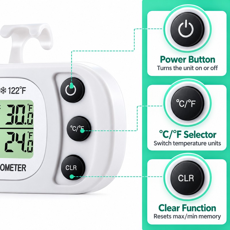 Digital Refrigerator Thermometer for Kitchen Storage – Magnetic LCD Temperature