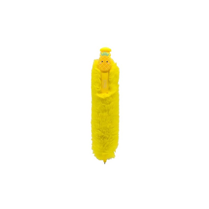 Idena 20201 Ballpoint Pen with Plush, Fluffy Yellow Pen with